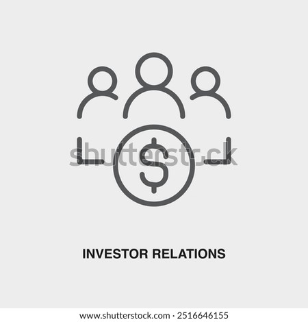 Investor Relations thin line icon or logo. Symbol or sign on business management theme. Vector line illustration.