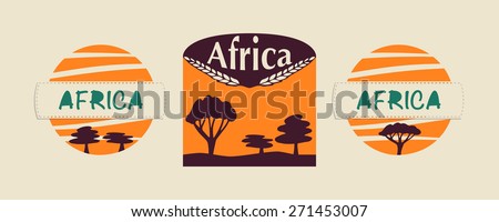 Set of logos for life in the safari or Africa. Could be used as company logo, emblem, sign, icon, symbol, cover, card, postcard, sticker