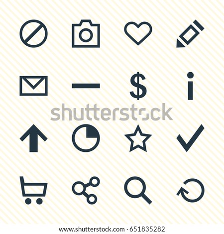 Vector Illustration Of 16 User Icons. Editable Pack Of Access Denied, Emotion, Stopwatch And Other Elements.