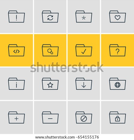 Vector Illustration Of 16 Dossier Icons. Editable Pack Of Important, Done, Accessible And Other Elements.