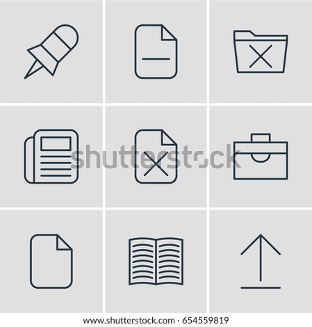 Vector Illustration Of 9 Workplace Icons. Editable Pack Of Document, Journal, Minus And Other Elements.
