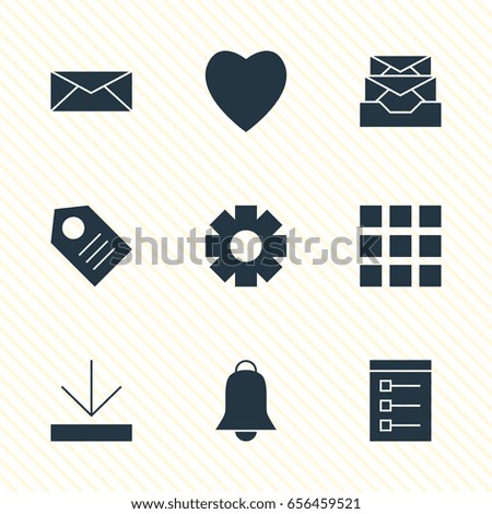 Vector Illustration Of 9 Web Icons. Editable Pack Of Gear, Board, Upload And Other Elements.