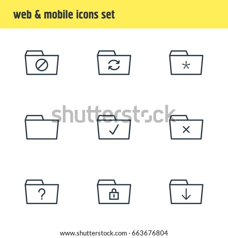 Vector Illustration Of 9 Document Icons. Editable Pack Of Locked, Remove, Done And Other Elements.