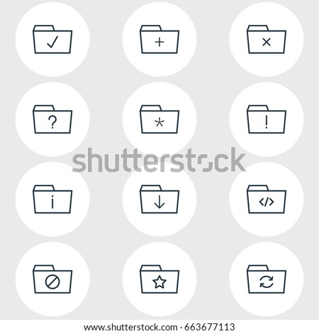 Vector Illustration Of 12 Dossier Icons. Editable Pack Of Script, Done, Recovery And Other Elements.