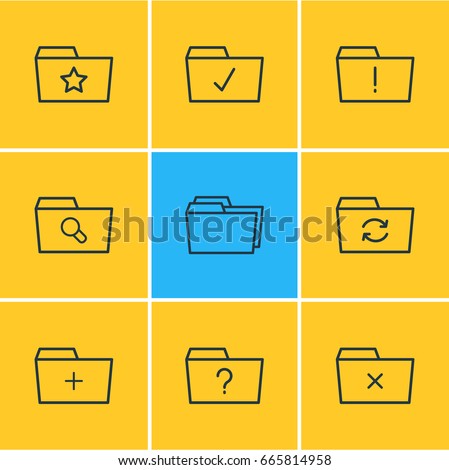 Vector Illustration Of 9 Dossier Icons. Editable Pack Of Recovery, Question, Important And Other Elements.