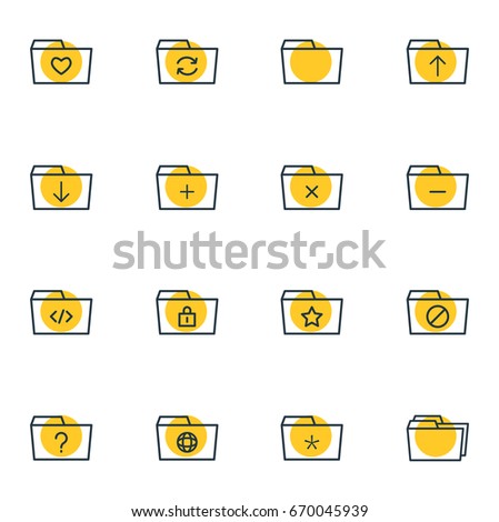 Vector Illustration Of 16 Dossier Icons. Editable Pack Of Upload, Document Case, Recovery And Other Elements.