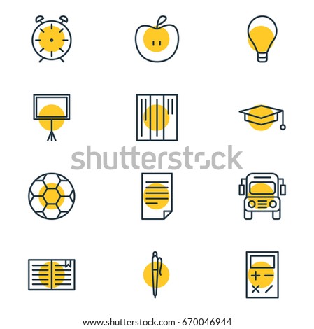 Vector Illustration Of 12 Education Icons. Editable Pack Of Calculate, Car, Cap And Other Elements.