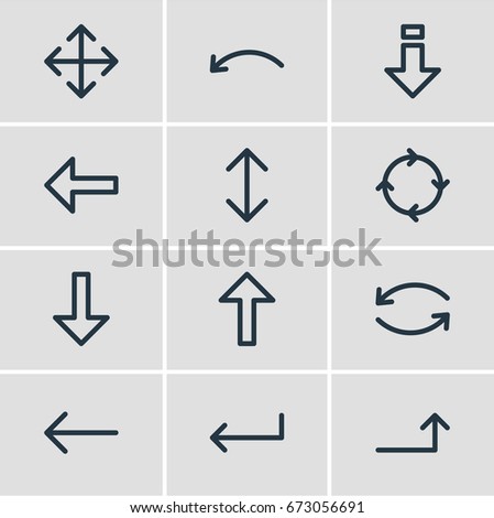 Vector Illustration Of 12 Sign Icons. Editable Pack Of Widen, Exchange, Turn And Other Elements.