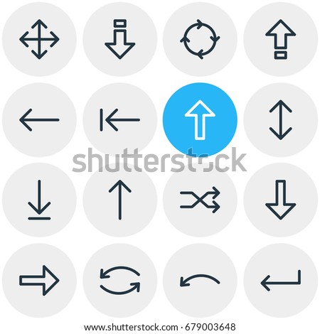 Vector Illustration Of 16 Sign Icons. Editable Pack Of Download, Exchange, Turn And Other Elements.