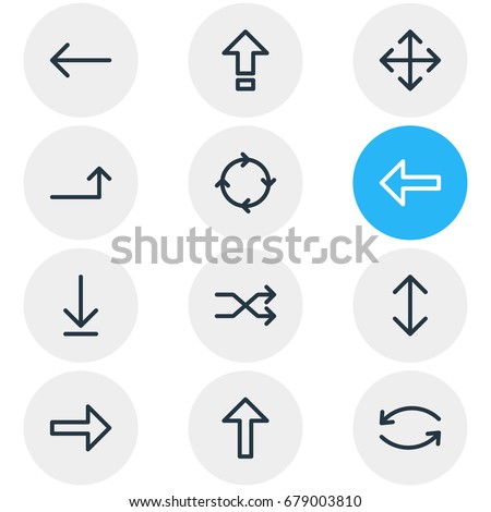 Vector Illustration Of 12 Direction Icons. Editable Pack Of Shrift , Randomize, Update Elements.