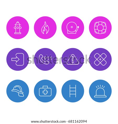 Vector Illustration Of 12 Emergency Icons. Editable Pack Of Lifesaver, Medical Case, Hardhat And Other Elements.