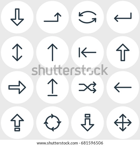 Vector Illustration Of 16 Direction Icons. Editable Pack Of Right, Shrift, Turn And Other Elements.