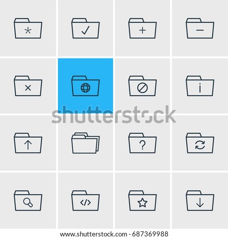 Vector Illustration Of 16 Dossier Icons. Editable Pack Of Significant, Locked, Information And Other Elements.