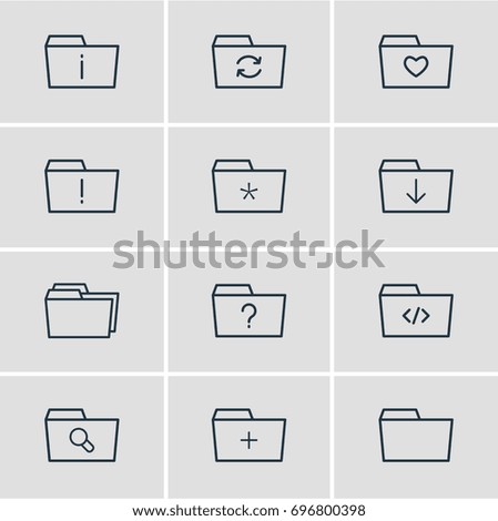 Vector Illustration Of 12 Document Icons. Editable Pack Of Magnifier, Liked, Significant And Other Elements.