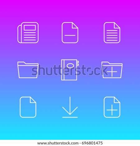 Vector Illustration Of 9 Workplace Icons. Editable Pack Of Minus, Journal, Book And Other Elements.