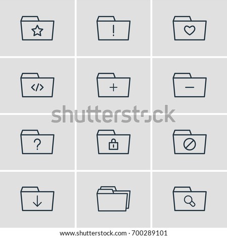 Vector Illustration Of 12 Document Icons. Editable Pack Of Liked, Plus, Script And Other Elements.