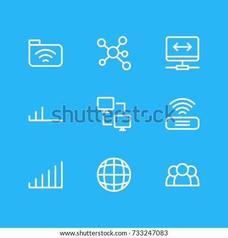 Vector Illustration Of 9 Internet; Web Icons. Editable Pack Of Virtual Private Network, Archive, Strong And Other Elements.