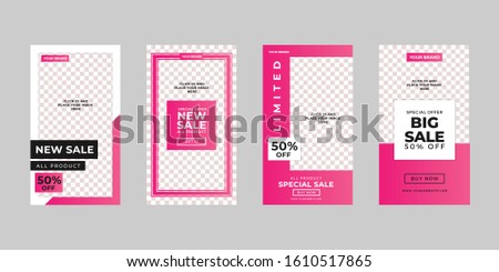 Social Media Stories Banner Templates with image placeholder, Branding and Promotion.  Suitable for social media posts and web or internet ads. Vector illustration with photo collage.