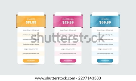 Minimalistic business comparison pricing list design for ui and web template