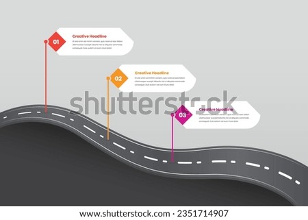 Road to success three step business timeline infographic template design