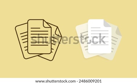 Written page document set outline icon and minimalist illustration on an isolated background