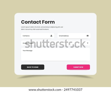 Contact form popup web and mobile interface template design