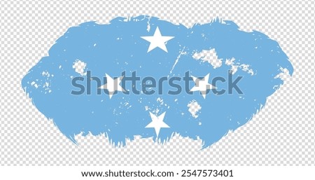 Federated States Of Micronesia national flag with distressed stroke brush effect on isolated background