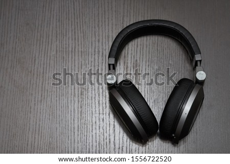 big headphones on the table Stok fotoğraf © 