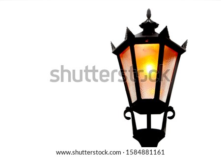 Old street light isolated white background Imagine de stoc © 