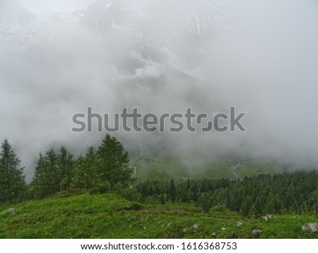 Similar – Image, Stock Photo Fog with mountains in summer in Savoie 2011