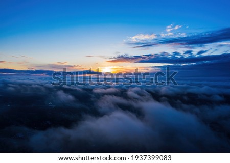 Sunset on blue sky. Blue sky with some clouds. blue sky clouds, summer skies, cloudy blue sky