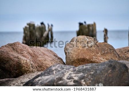 Similar – Image, Stock Photo rocks on the blue sea in the coast in Bilbao Spain