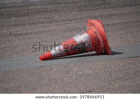 Similar – Image, Stock Photo Coloured plastic road marking and bollards on grey composite paving in Sapanca near Adapazari in Sakarya Province, Turkey