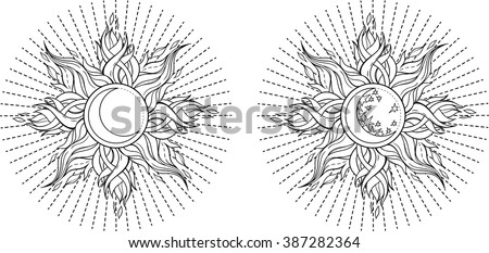 set of 2 images of sun in celtic style 