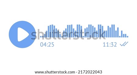 Recording of audio message template. UI element of audio record for smartphones. Vector illustration isolated in white background