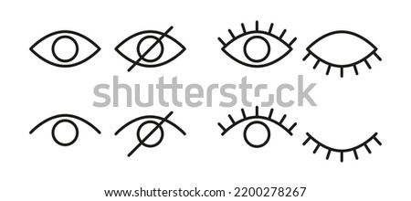 Password hidding icons set. Icons for data privacy and sensitive content mark. Outline vector illustration