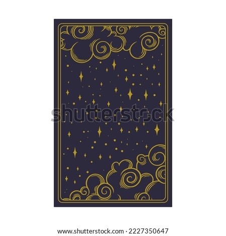 Tarot aesthetic golden card. Astrological tarot design for oracle card covers. Vector illustration isolated in blue background Stock foto © 