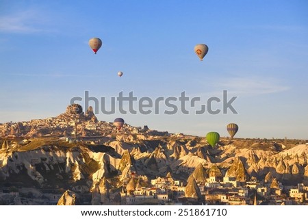 Cappadocia TURKEY - NOVEMBER 13 ,2014 : Discover the amazing landscape of the Cappadocia region of Turkey from a hot-air balloon! The 1-hour to 1.5- hour flight holds up to 20 people