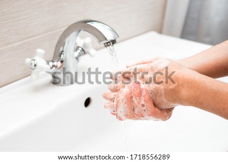 Step 1. The correct technique and instructions for washing hands. Stockfoto © 