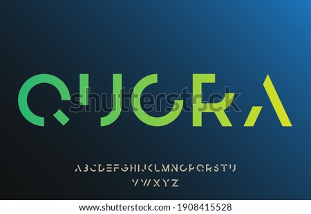 incomplete minimal cut alphabet capital lettering a to z font family Stok fotoğraf © 