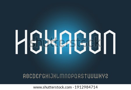 hexagon shaped calligraphy alphabet capital lettering a to z font family