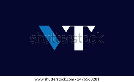 Connected alphabet letter VT logo design 