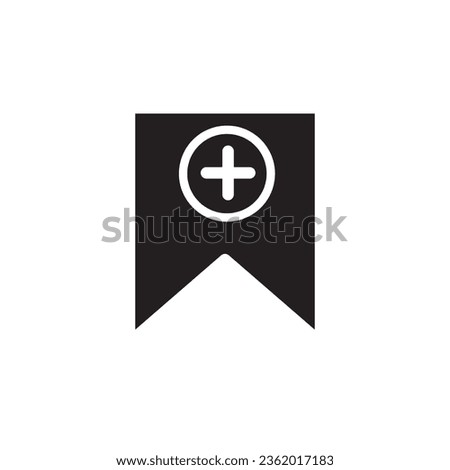 Add bookmark vector icon.Bookmark plus simple solid icon. flat sign illustration on white background..eps