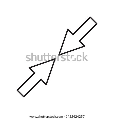 pointing at each other arrows icon.vector thin line Compress icon illustration on white background..eps