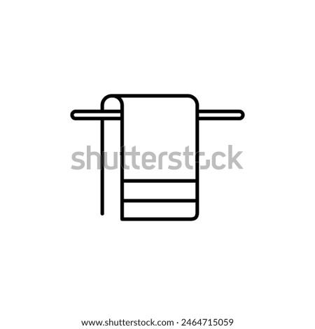 Towel and hanger rack line icon. Hanging towel outline sign flat black trendy style illustration for web and app on white background..eps