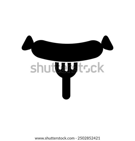 Grilled sausage on a fork vector icon. Frankfurter sausage trendy style illustration for web and app on white background..eps