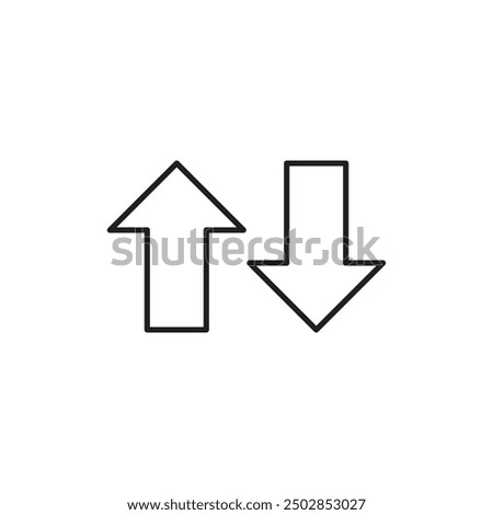 Sort down and up arrows vector icon.vector flat black linear illustration on white background..eps