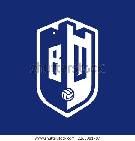 Football or soccer logo template with shield and fortress symbol
