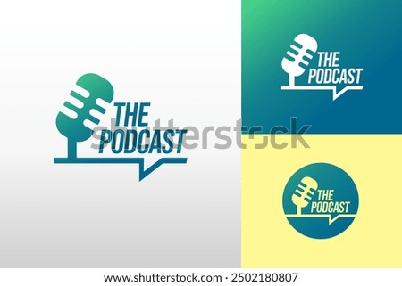 Podcast logo for youtuber with microphone icon