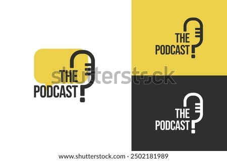 microphone and question mark logo for podcast or youtuber 